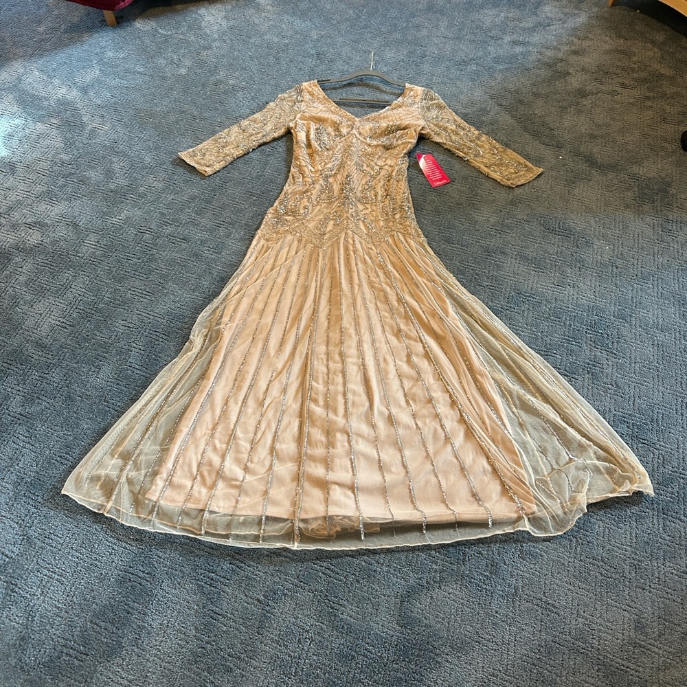 Pisarro Nights blush beaded gown, size 10, NWT